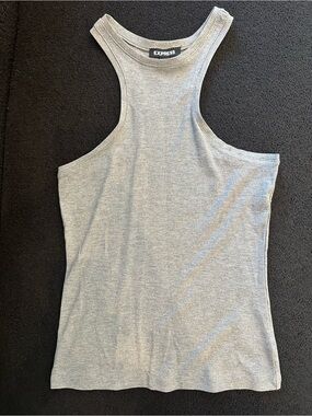 Express Essential Fitted Ribbed High Neck Sleeveless Tank
